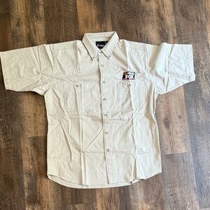 NWT Fox NASCAR Men's Casual Beige Button Down Shirt